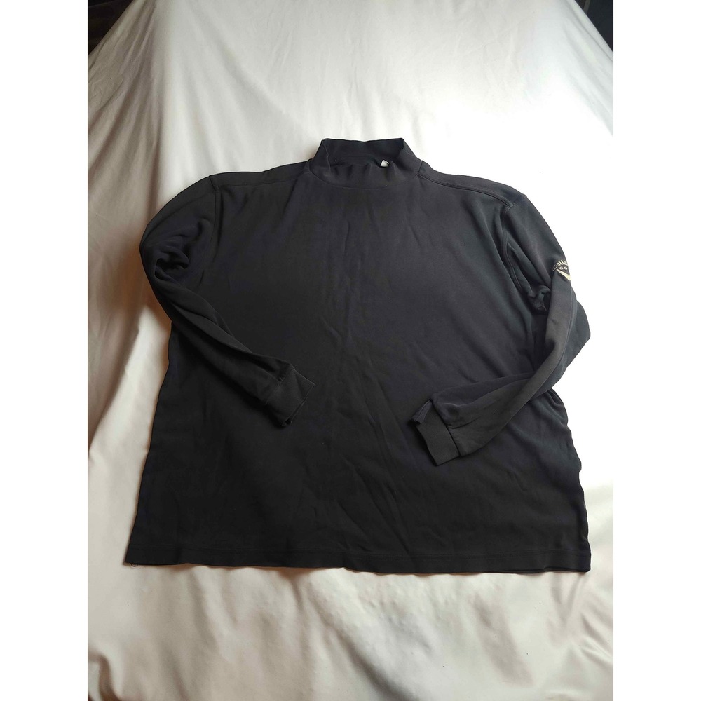 Callaway Golf Sport Mens Mock Neck Long Sleeve Shirt Black Cotton Size Medium